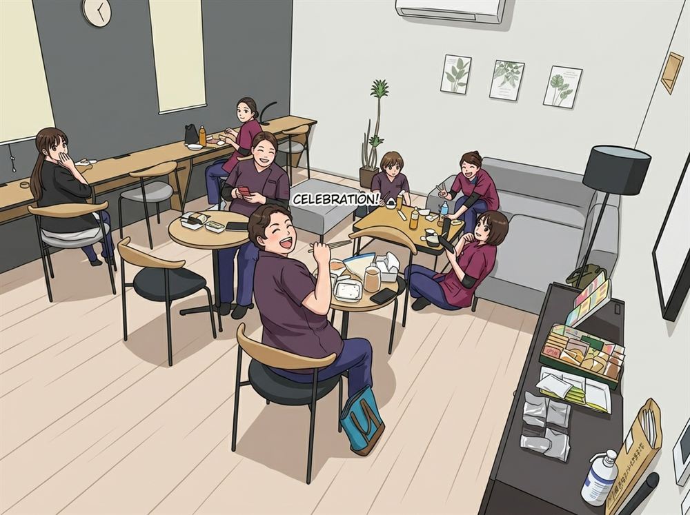 スタッフルームでのランチ